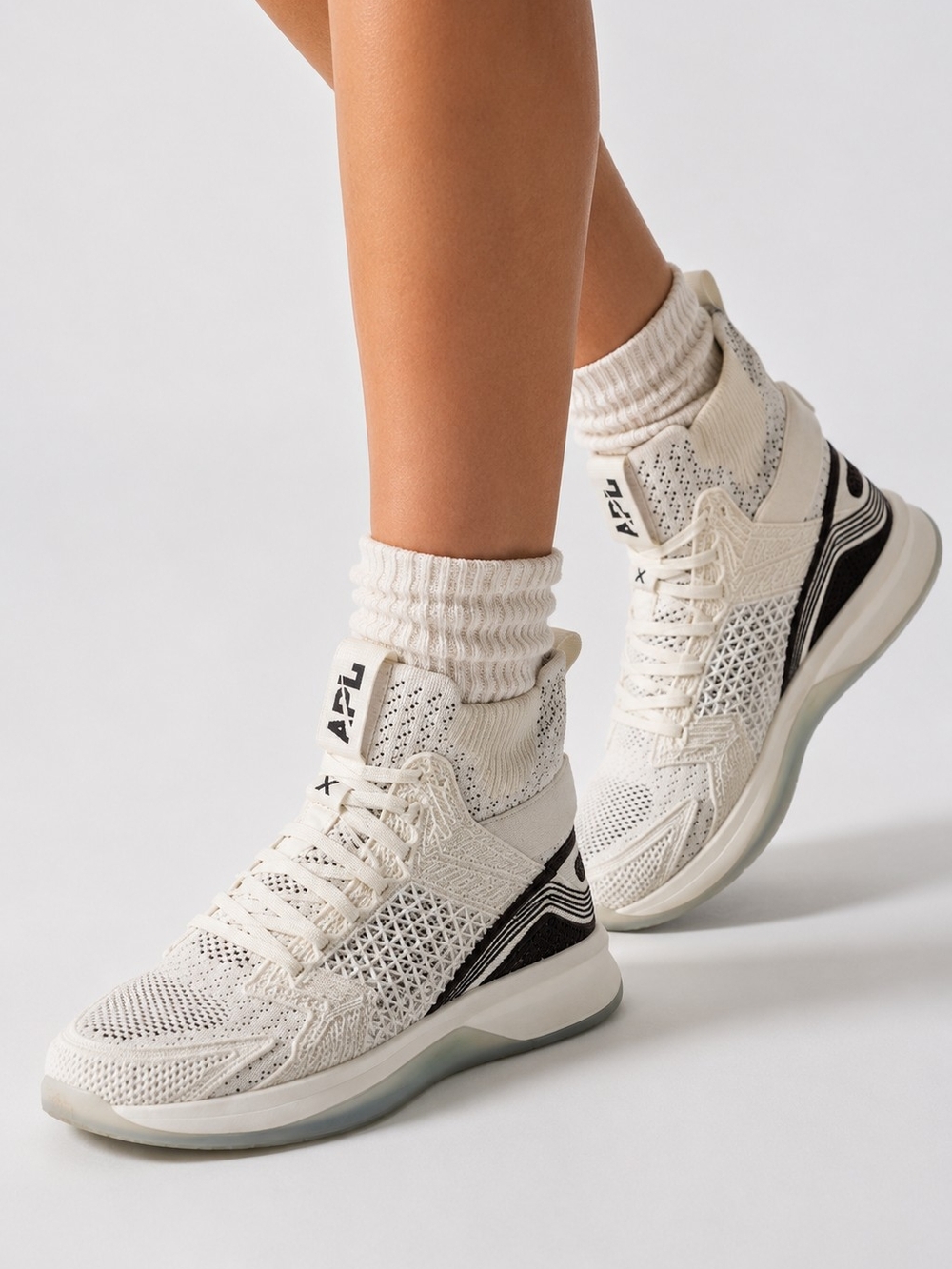 APL Women’s Cream Knit High-Top Sneakers